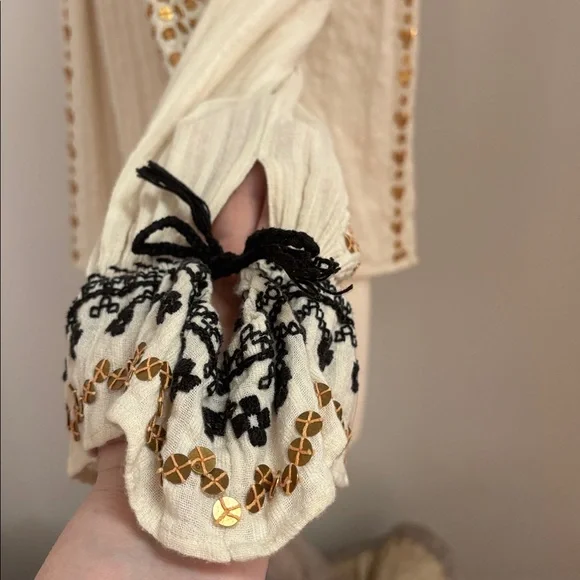 Isabel Marant Ivory Blouse with Matte Gold Sequin and Black Embroidery - Picture 6 of 11